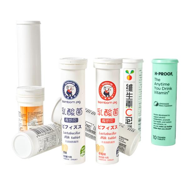 Minerals Industrial Plastic Vitamin C Effervescent Tablet Tubes With Desiccant