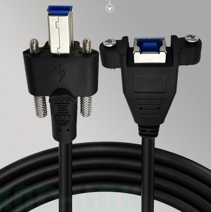 Usb 3.0 Square Printer Extension cable With Ear Screw Hole can be fixed