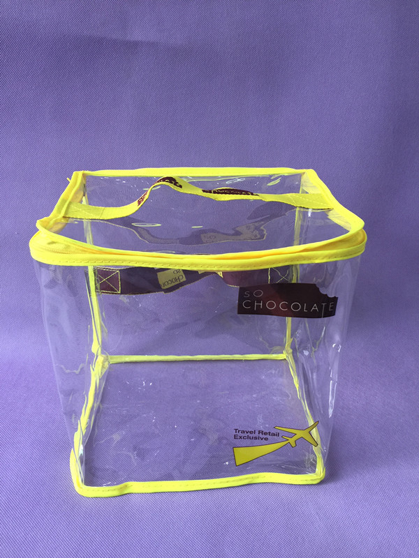 Sewing Clear Printing PVC Packing Bag / Big Yellow Promo PVC Zipper Bag
