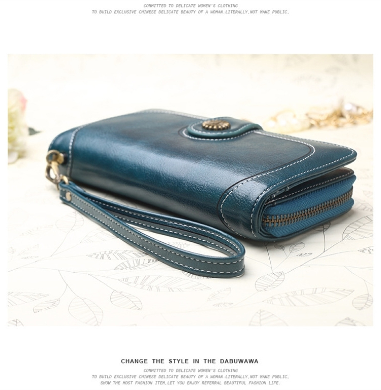 Women's Long Wallet Leather Zipper Cash Stuffing Wristlet Purse Monederos Money Card Bag