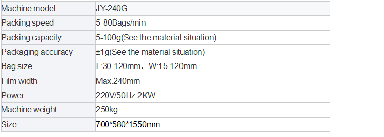 3g 240mm Granule Packing Machine 10bags/min Walnut Volume Cup Weighing