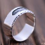 Mens Womens Simple Plain 925 Sterling Silver Feather Band Ring Finger Jewelry
