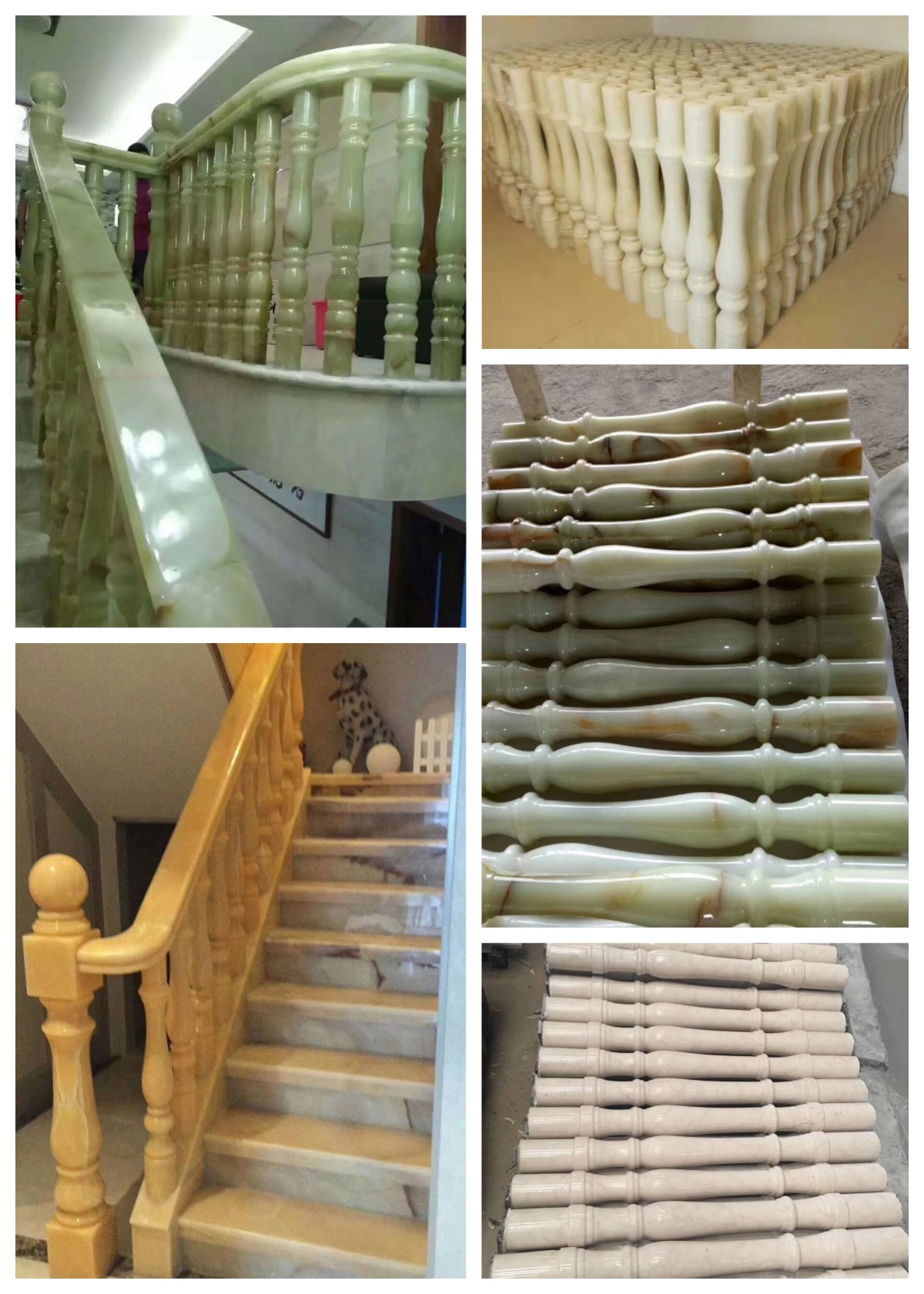 White Onyx Marble Stone Stair Handrail Customized for Villa and House Decorative Baluster