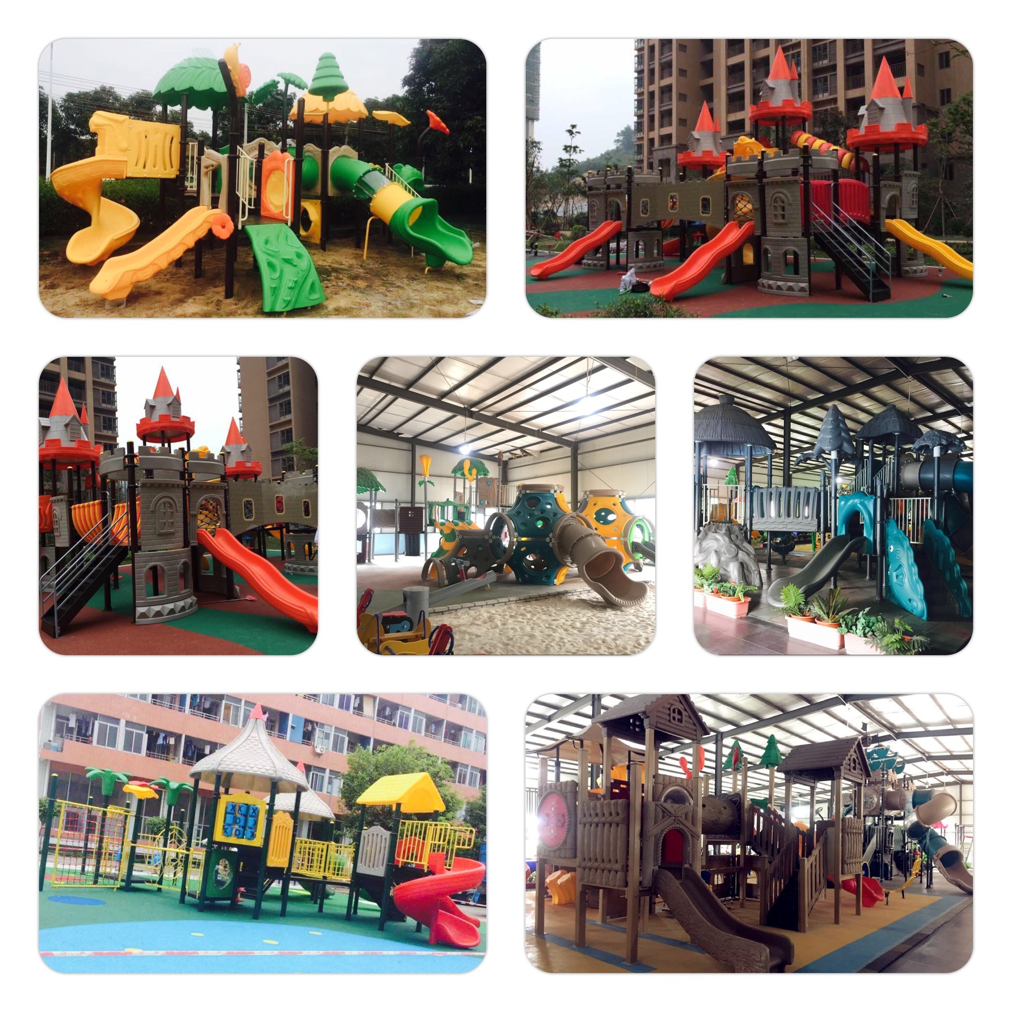 Kindergarten Pre-school Large Outdoor Playground Plant Theme Children Plastic Slides Playground Equipment