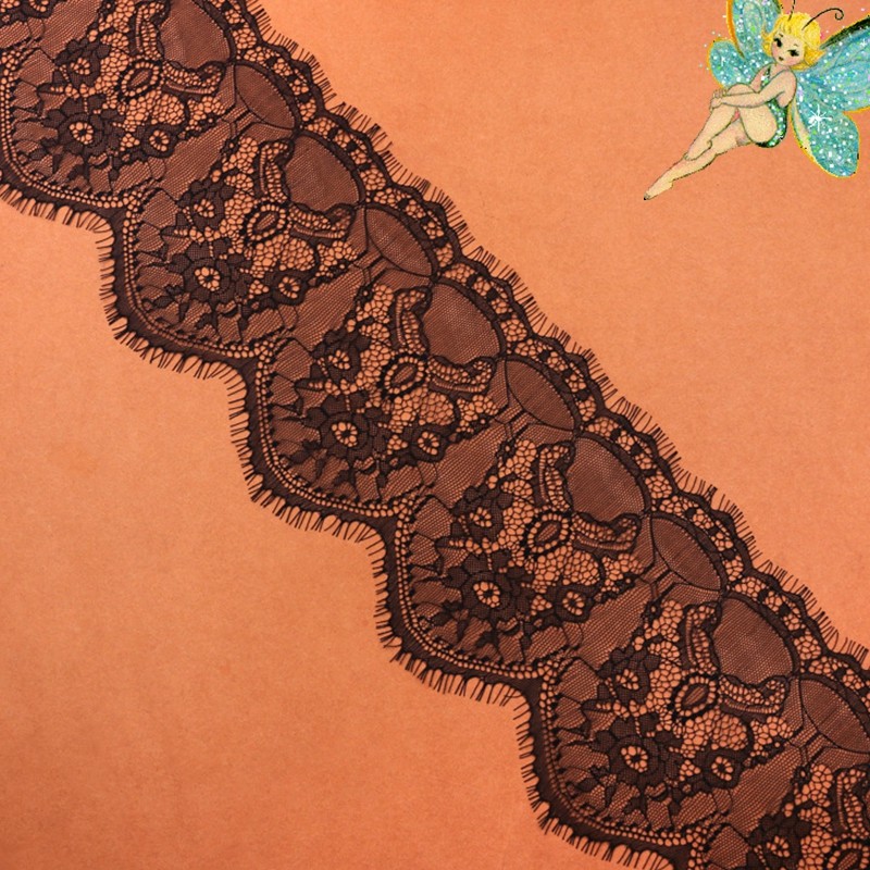 eyelash lace border/lace edged / soft lace with Black / Ivory Double Color