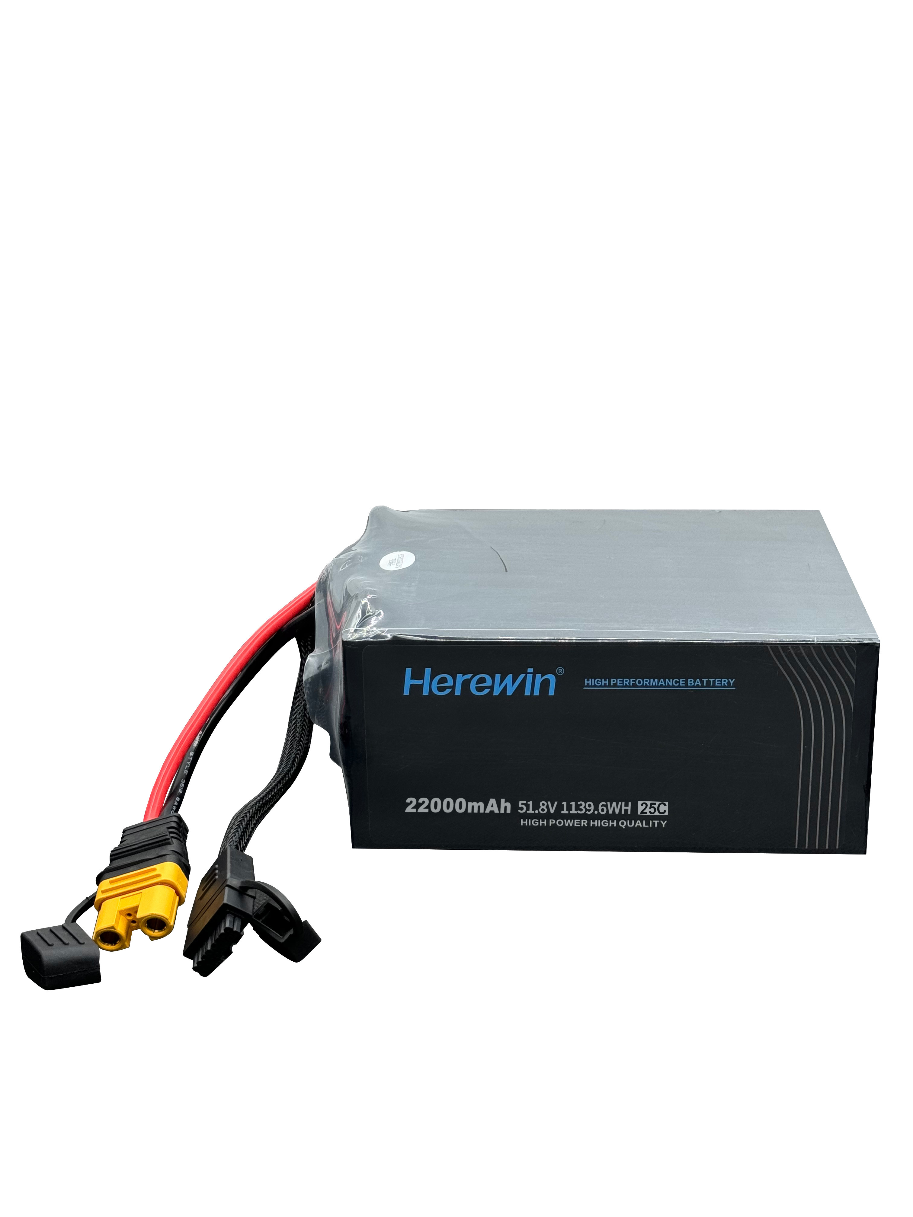 Herewin 14S 51.8V 22000mAh LiPo Uav Drone Battery Pouch Pack 25C Battery For Drones