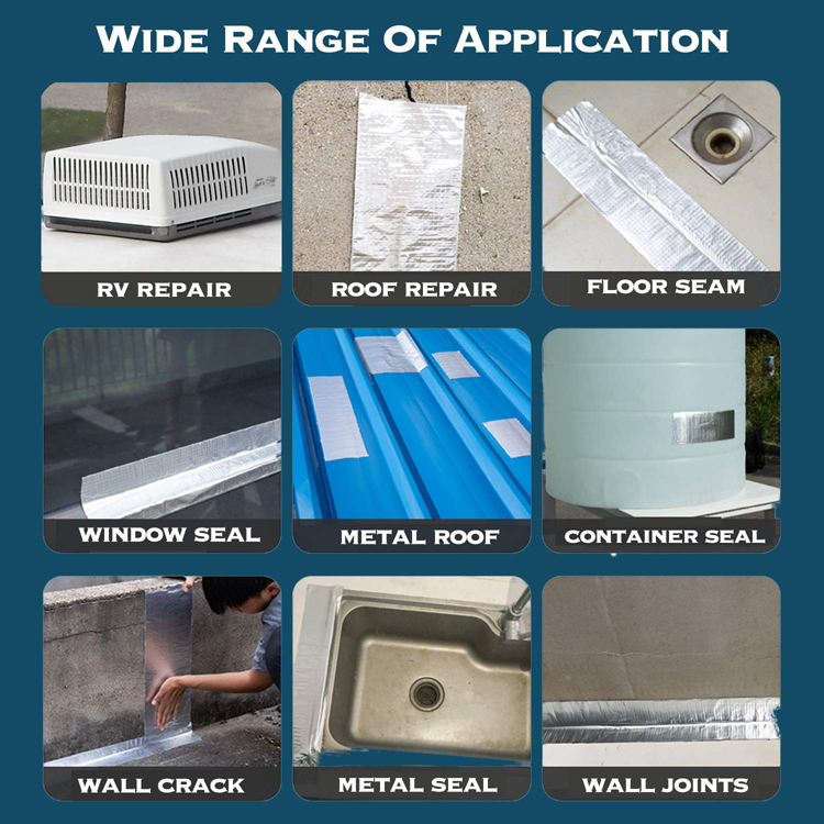 Self-Adhesive Butyl Aluminum Foil Roof Waterproofing Sheet for Roll Application Method