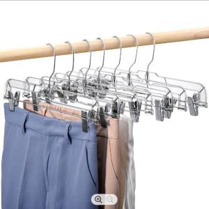 China Thickening Metal Cloth Hanger 14 Inches Metal Pant Hangers With Clips wholesale