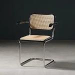 Customized Cafe Mid Century Cane Dining Chairs With Stainless Steel Frame