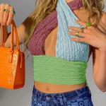 High Stretchy Waistless V Neck Halter Vest Crop Top