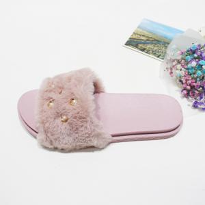 China PVC Fluffy Womens Soft Bottom Slippers With Soft Shearling Straps wholesale