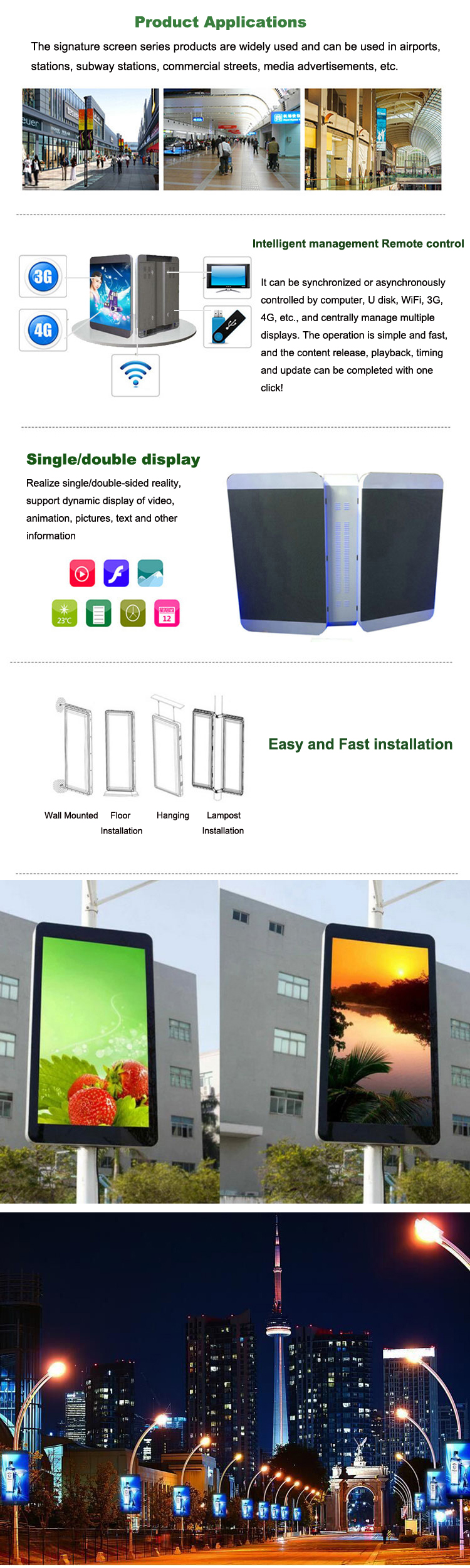 Outdoor Pole HD LED Display P5 P6 P8 P10 Full Color Jumbo Electronic Screen Advertising