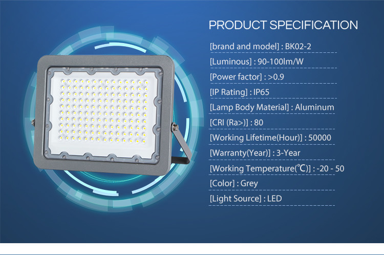 6500K 100Watt IP65 Outdoor garden use LED Flood Lights High brightness luminum Gray