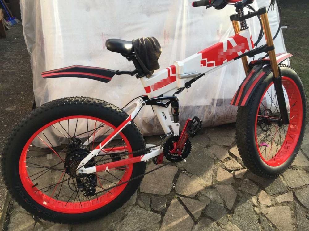 26 Inch Folding Fat Tire Mountain Ebike Huge Tires Full Suspension 350w 48v