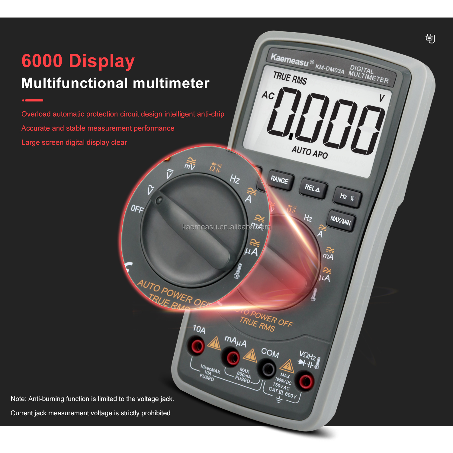 Hot Sale Industrial Electronic Multimeter High Precise 6000 Counts 1000v AC DC Digital Multimeters