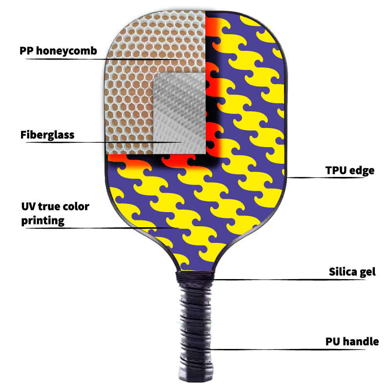 Professional Glass Fiber Pickleball Paddle with USAPA Approval and PP Honeycomb Core