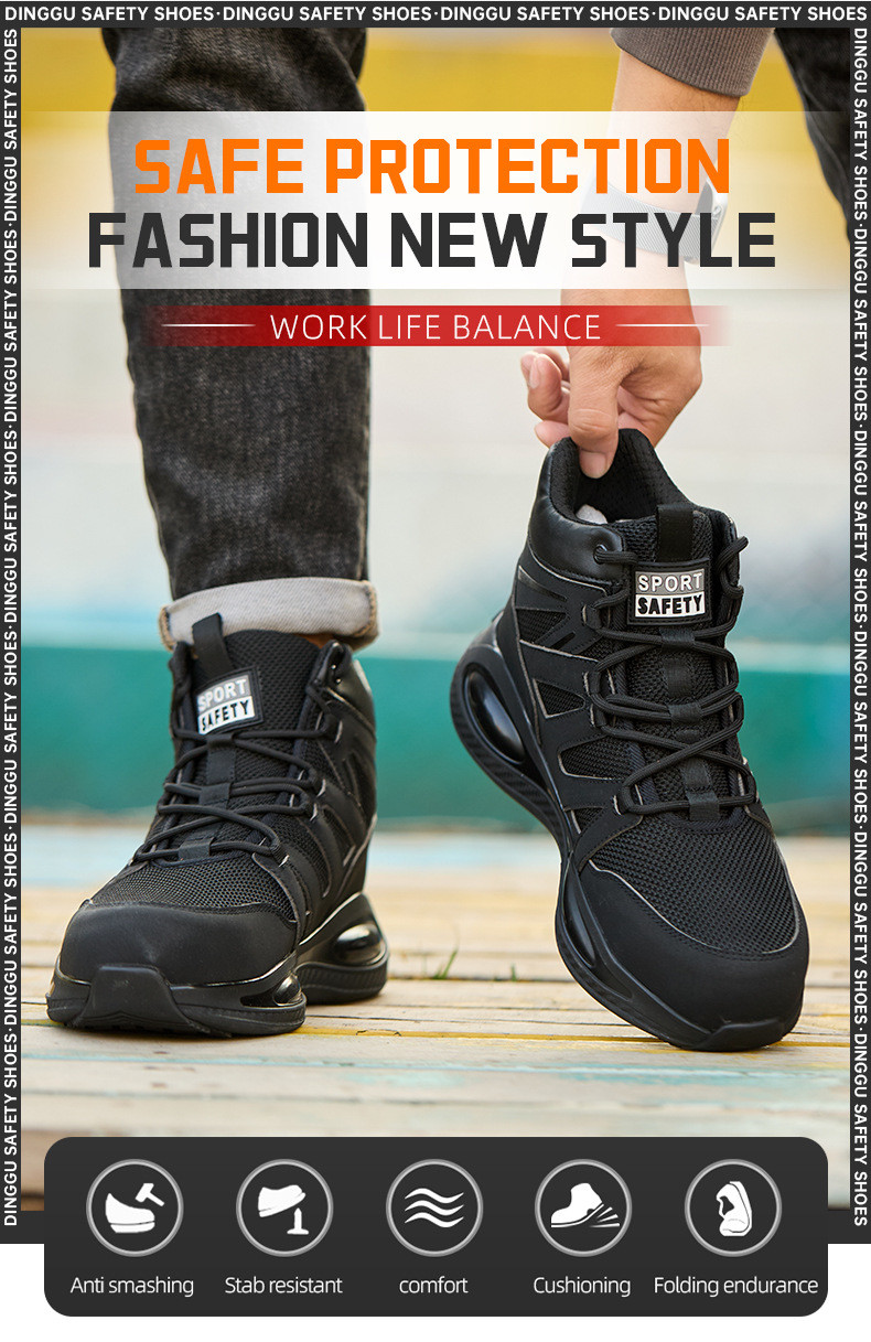 Kevlar Air-cushioned Sole Work Shoes Ultimate Safety Boots for Security Work