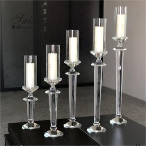 China ZT-026 wedding accessories decoration set single crystal pillar candle holders wholesale