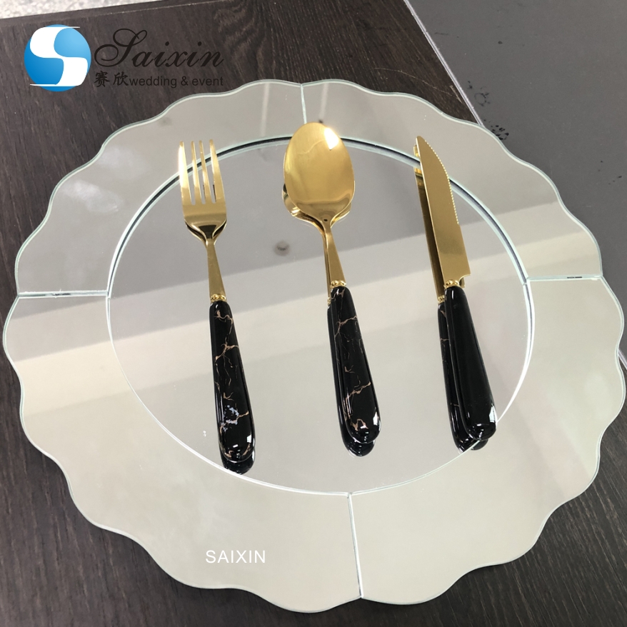 Disposable Glass Clear Charger Plates With Gold Rim Bulk Wedding