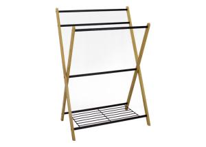 China Knock Down 5KG Bamboo Towel Rack With Bottom Shelf wholesale