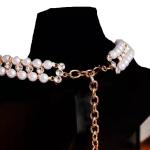 Double Row Pearl And Rhinestone Necklace Inlaid Crystal Diamond OEM ODM
