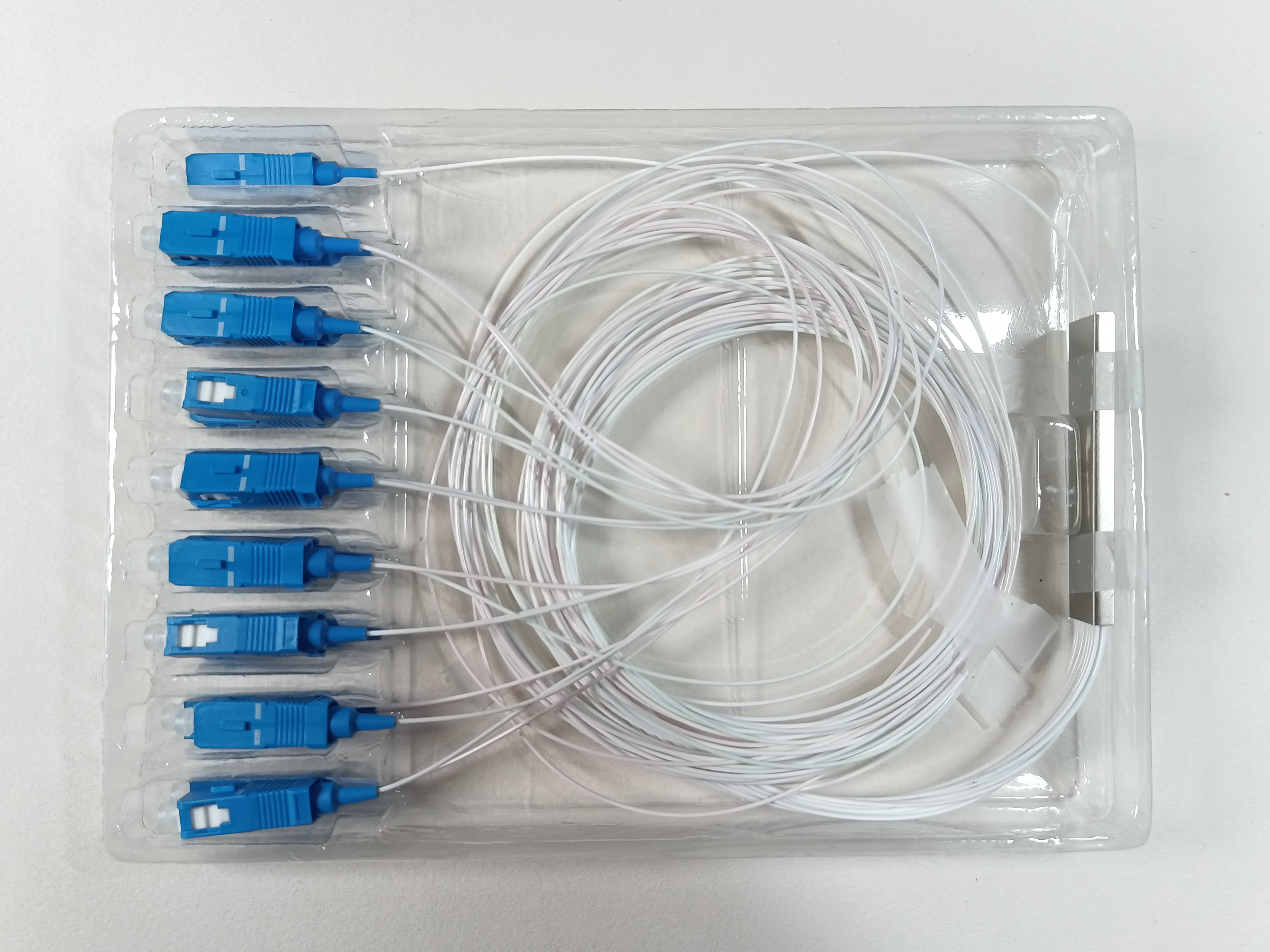 1x16 Mini PLC Splitter SC / UPC , Steel Tube Fiber Optic Splitter 0.9mm