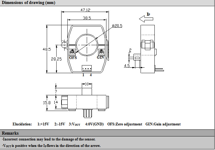 Bule Color 600A Input Hall Effect Current Sensor For Variable Speed Drives Use