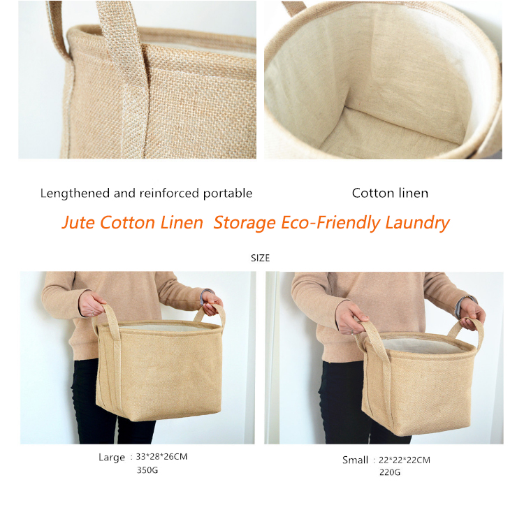Cotton Waterproof Fabric Foldable Laundry Basket Baby Kids Dirty Clothes Bucket Hamper
