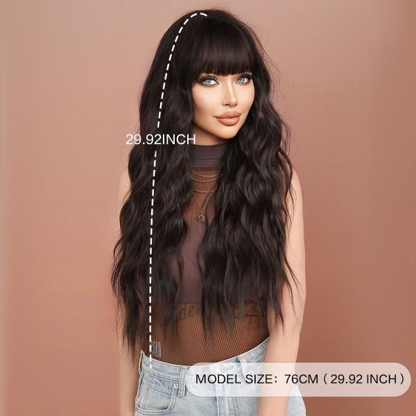 Fashion Long Body Wave Hair Natural Black Synthetic Wigs For Women