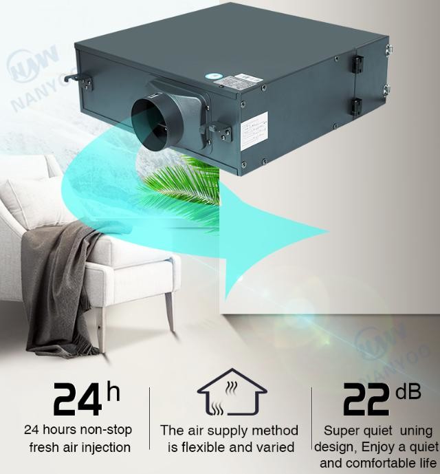 Bedroom Double Layer Filter 135CFM Ventilation Duct Fan For Multiple Spaces