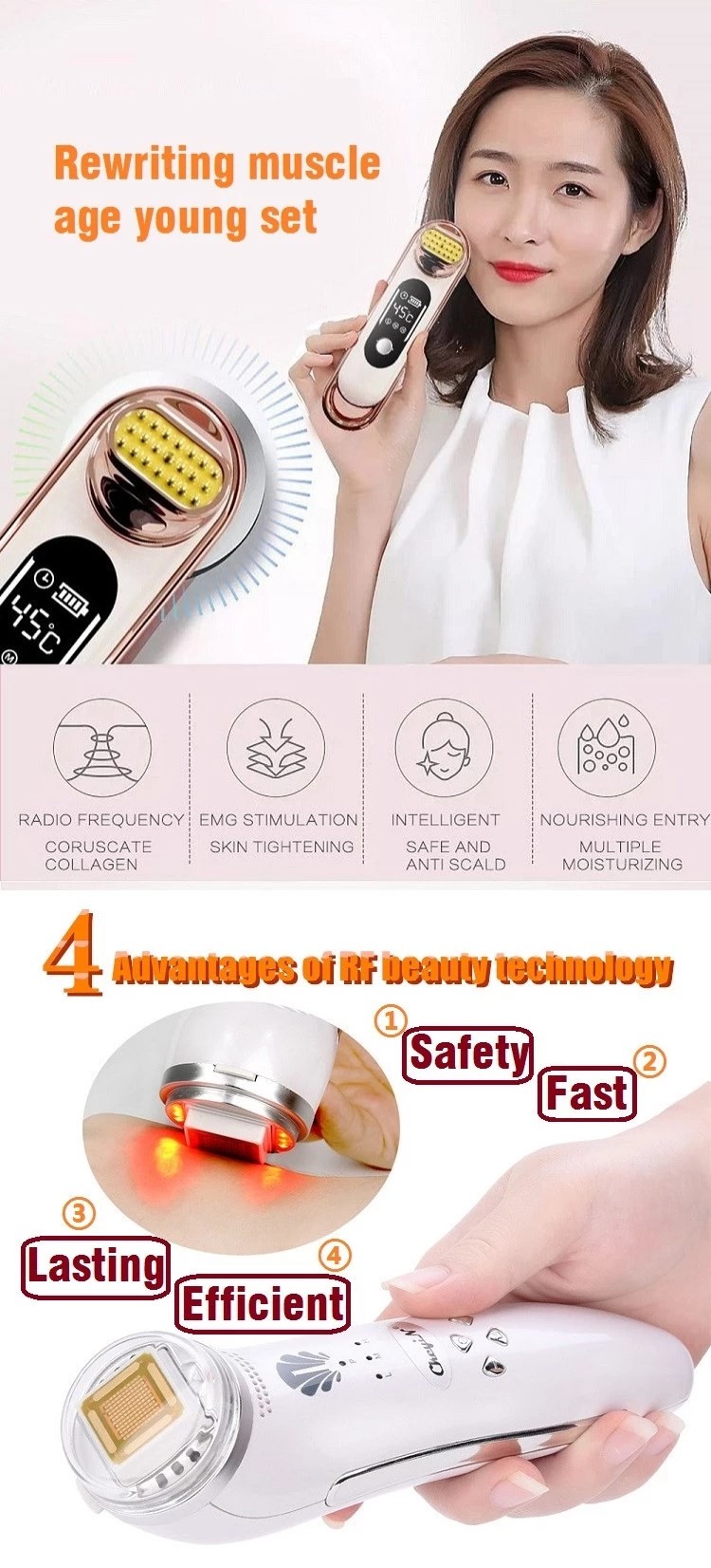 USB Recharging 6 In1 880nm RF EMS Beauty Instrument