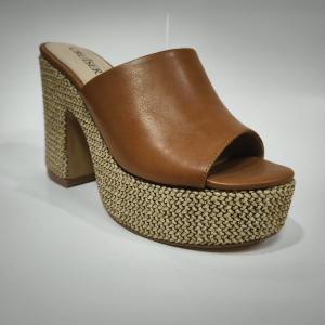 China Leather Lined Womens Slip On Platform Pump Heels wholesale