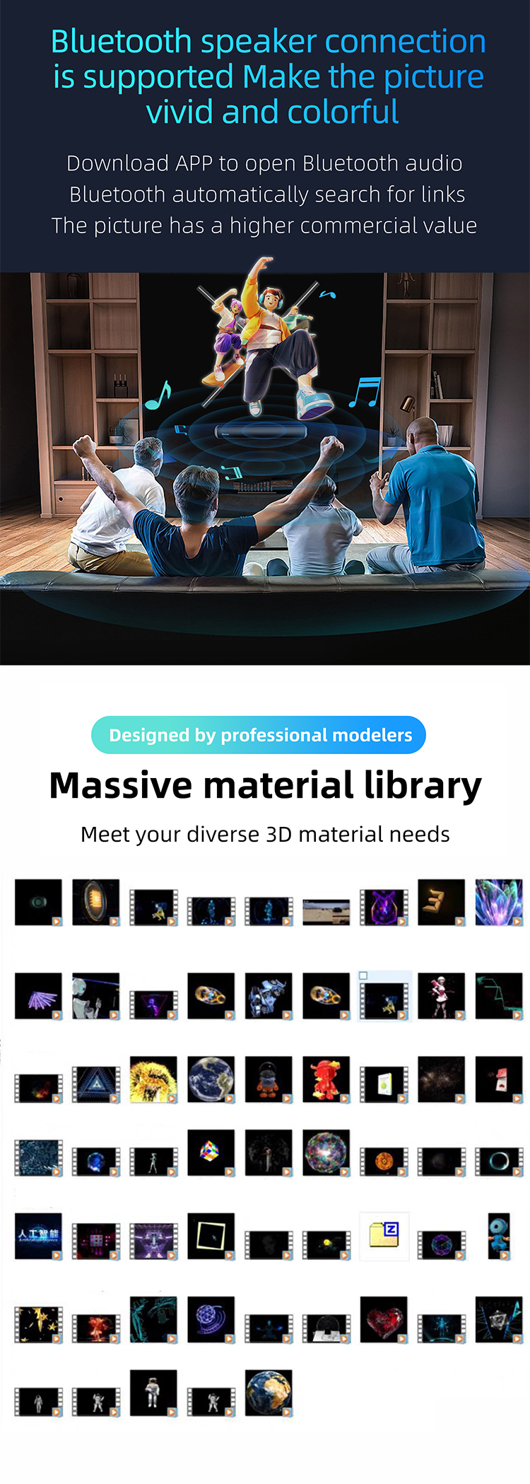 3d Holographic Display 50cm Hologram Fan with MP4/AVI/RMVB/GIF/JEPG/PNG/MKV Content