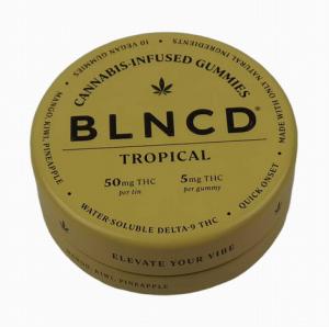 China Round Cannabis Child Resistant Tin Container Metal Tin Can Cannabis Packaging wholesale