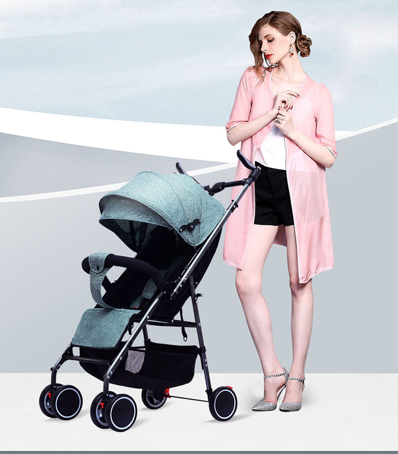 Lightweight Bidirectional Baby Stroller for 0-3 Year Old Girls Easy Folding Portable