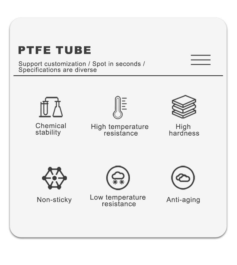 High Dielectric Constant Self-Lubricating PTFE tubing Hose for Temperature Range -180°C to 260°C