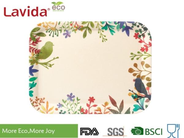 FDA Pass Hand drawn watercolored flowers birds Disposable Eco-friendly Bamboo