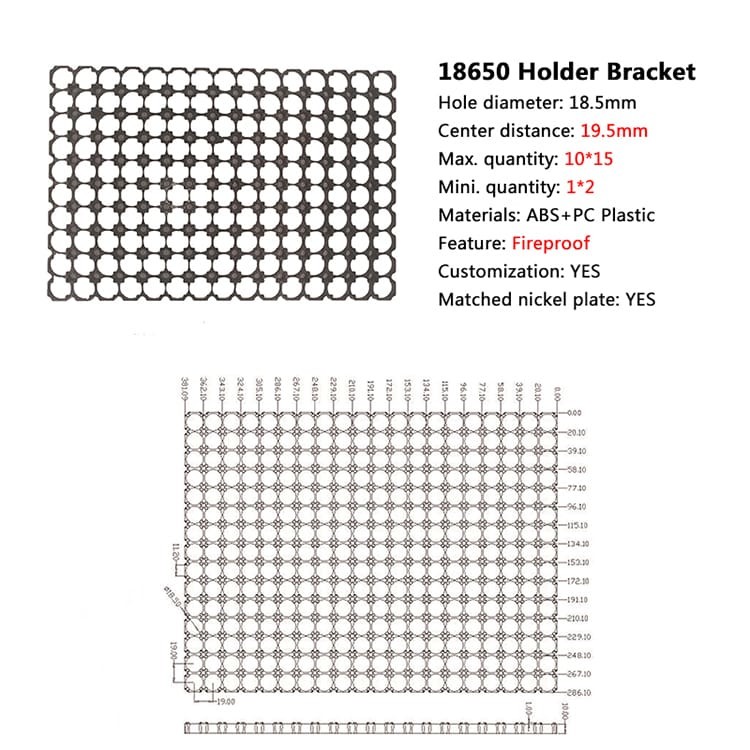 18650 Lithium Ion Cell Holder Plastic Holder Bracket ABS Material