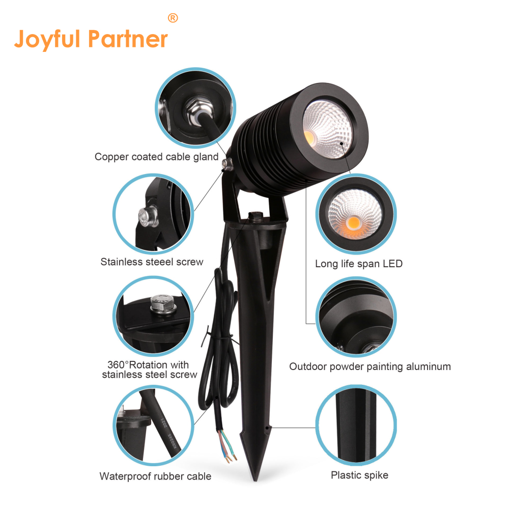 Waterproof LED Garden Spike Lights Adjustable Yard Pathway Courtyard Spot Lamp