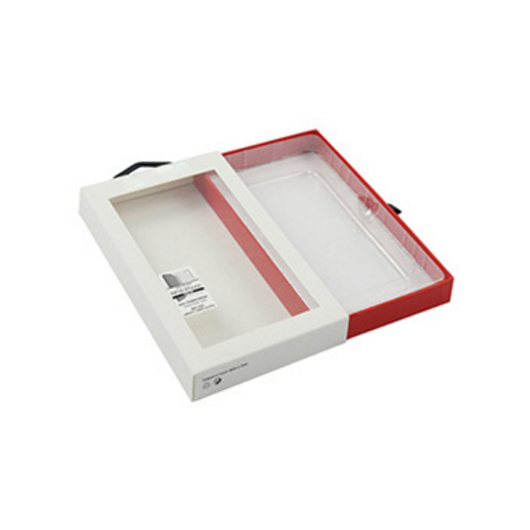 Clear window custom printing cardboard mobile phone case drawer box paper packaging with hook