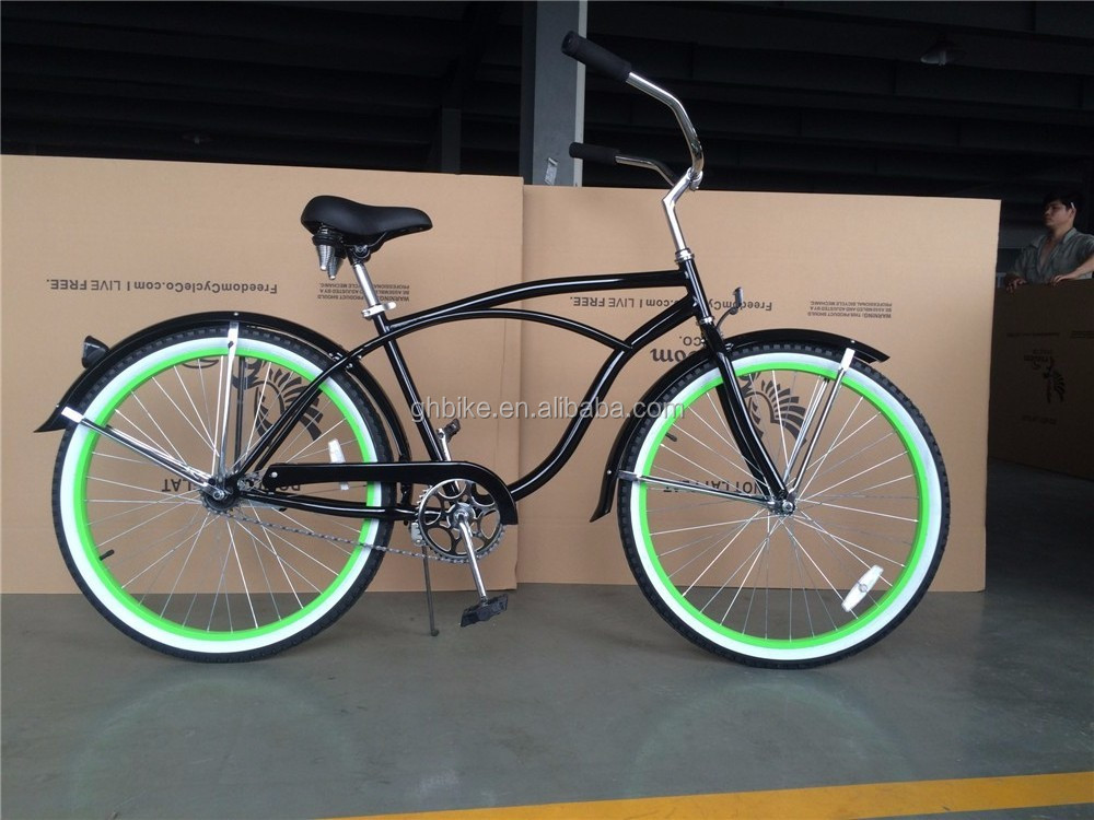 Blue Color Single Speed 26 inch Men's Vintage Cruiser Bicycle with Front Wheel V Brake