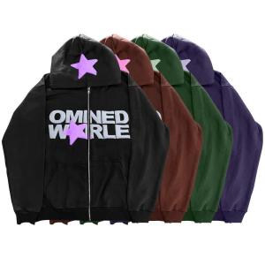 China Hoodies Heavyweight High Quality Cotton Fleece Full Hoodie Custom Embroidered Zip up wholesale