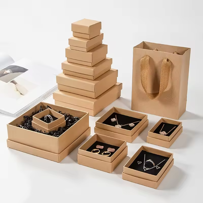 Matte Black Necklace Sliding Drawer Gift Boxes Sustainable Material