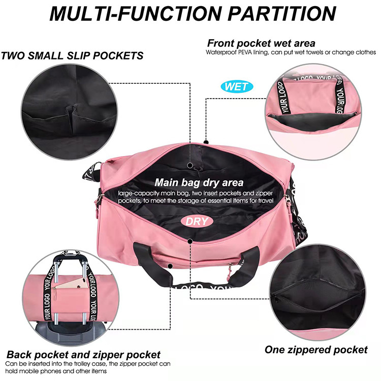 Custom Large Fitness Travel Duffle Bag Waterproof Polyester Mens Sports Gym Duffel Bag