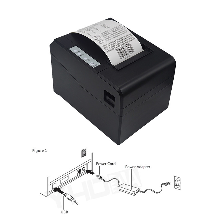 Black 80mm POS Printer 260mm/Sec USB Thermal Receipt Printer