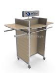 Metal Frame Hanging Clothes Rack , Movable Wood Shelving Commercial Garment Rack