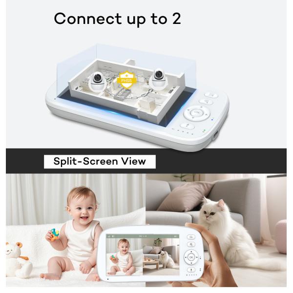 HD Baby Monitor with 360° Camera 5 Inch Screen 1000ft Range