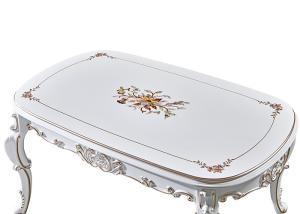 China Elegant Solid Wood White Minimalist Dining Table , Carving Dining Table Set wholesale