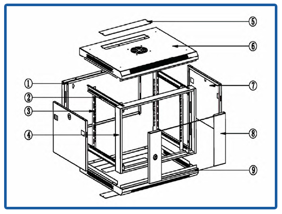 Disassembled Enclosed Wall Mount Data Rack , Mini Rack Mount Cabinet Easy To Install
