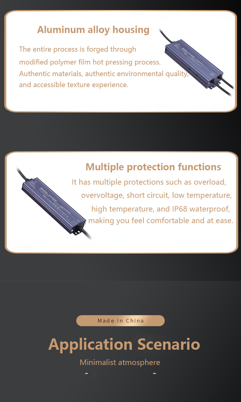 24V Input Voltage LED Light Transformer IP67 Waterproof for Outdoor 60W 200W 400W 500W